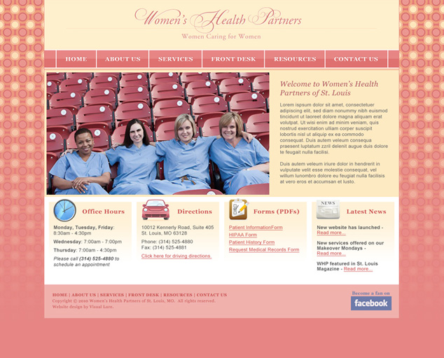 Women's Health Partner's Proposed Home Page Design