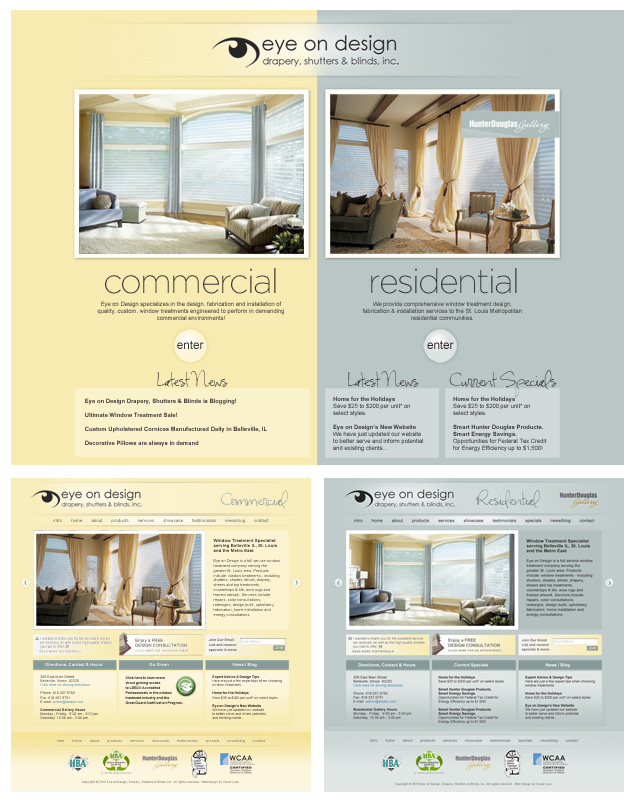 website design for St. Louis Metro East window treatment company