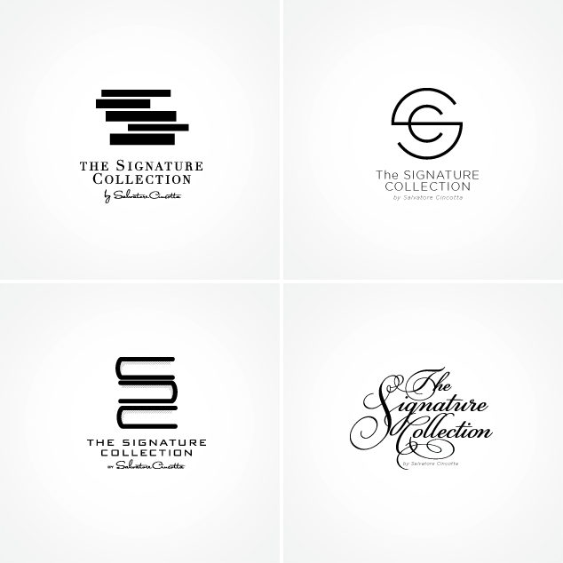 proposed logo design options for Salvatore Cincotta's Signature Collection
