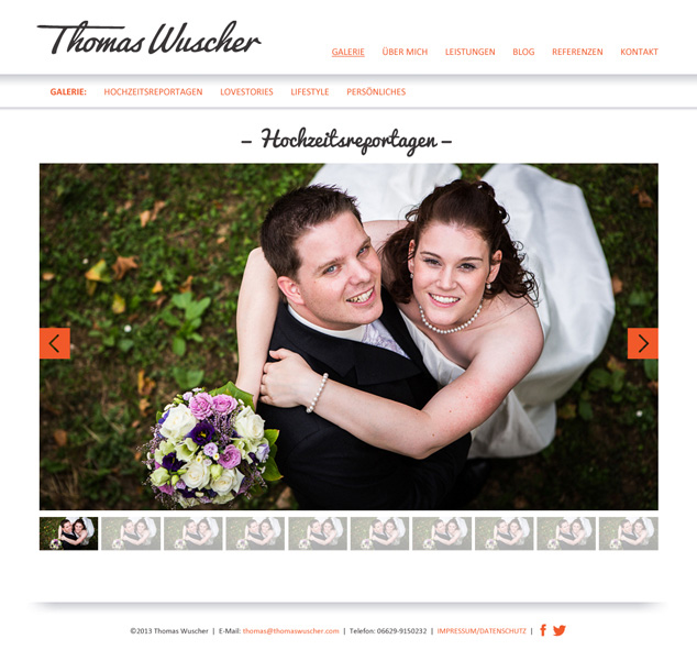 Custom WordPress Web Design slideshow for German photographer