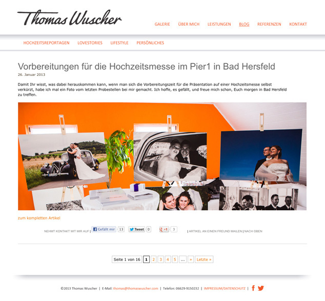 Custom WordPress Web Design blog for German photographer