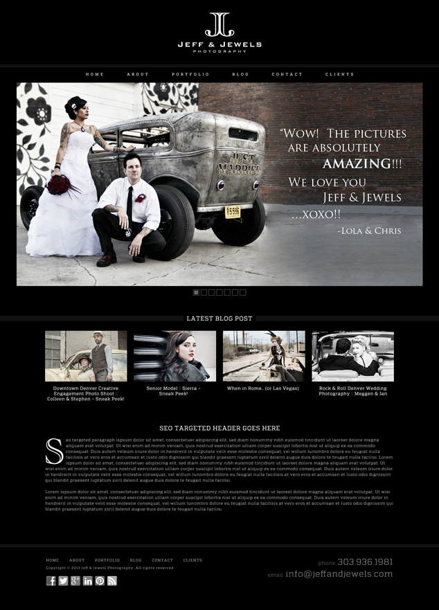 photography WordPress web design home page comp
