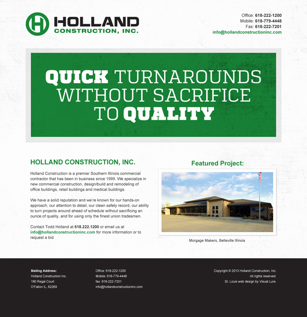 st louis web design for Holland Construction, Inc.