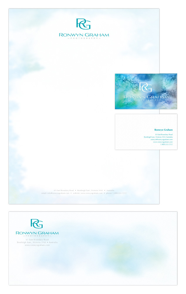 letterhead design, identity design for Ronwyn Graham photography