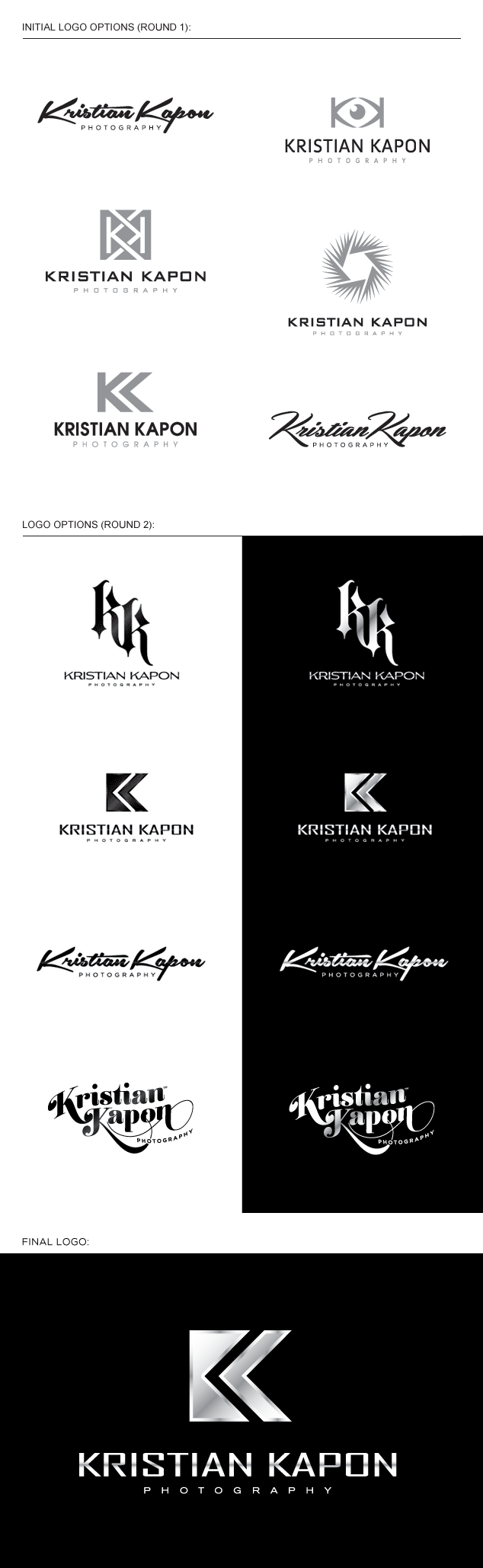 photography logo design for KK, Dallas Fort Worth, Texas photographer
