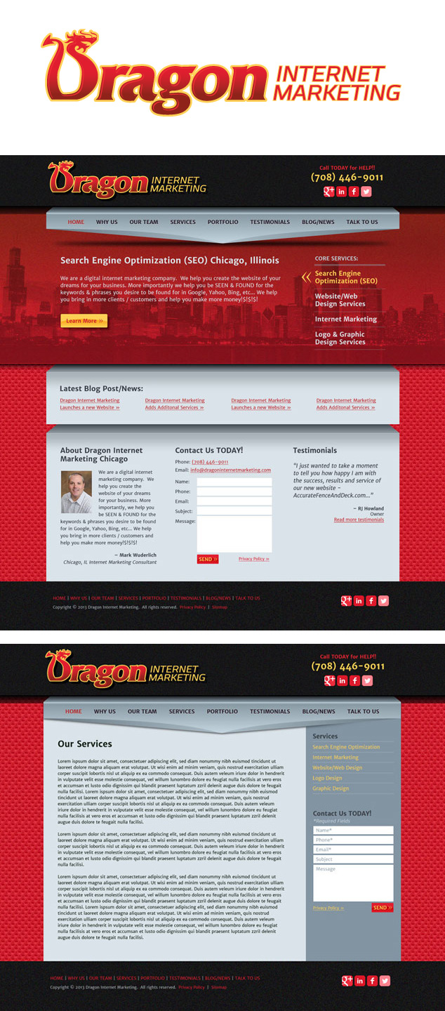 Chicago IL logo & web design for Dragon Internet Marketing