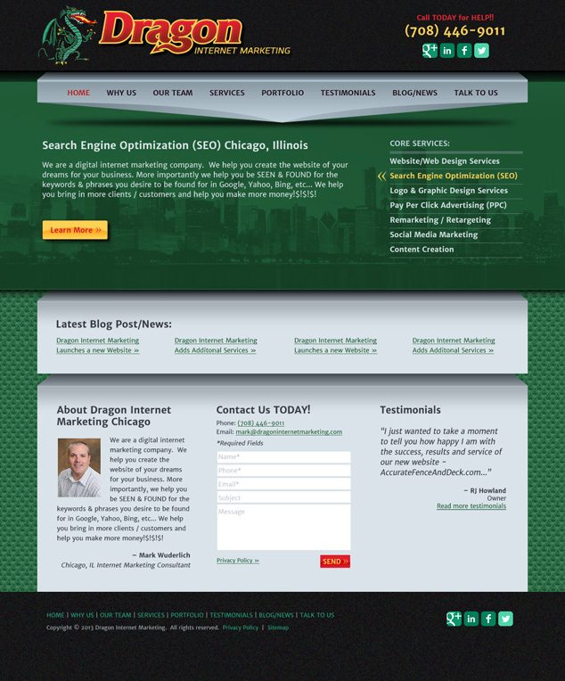 Chicago WordPress web design for Dragon Internet Marketing