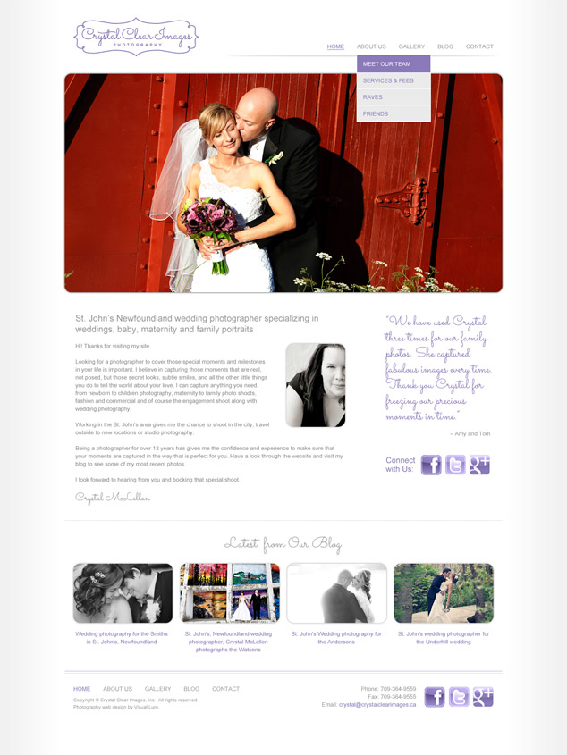 crystal's photography home page design