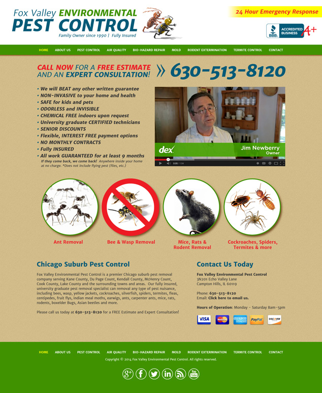 Chicago IL web design pest control