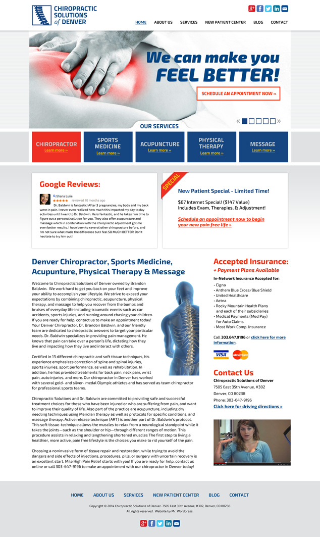 Denver web design Chiropractor