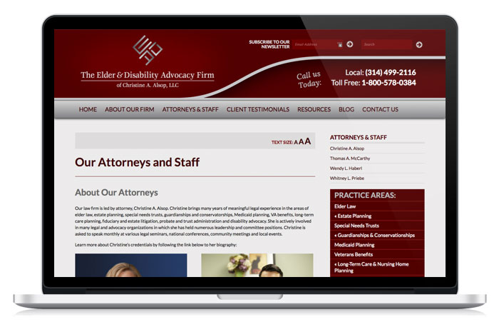 Alsop Elder Law website home page