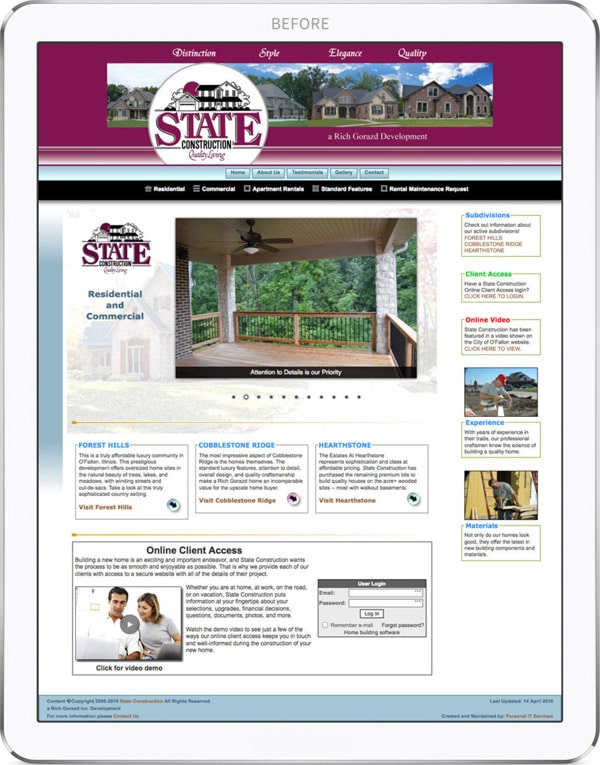 State Construction old website design