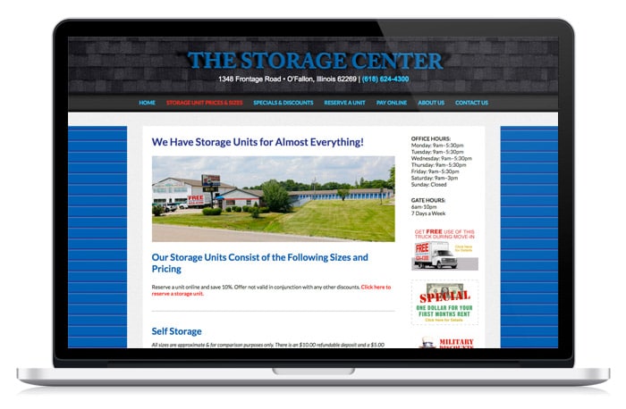 The storage center web design