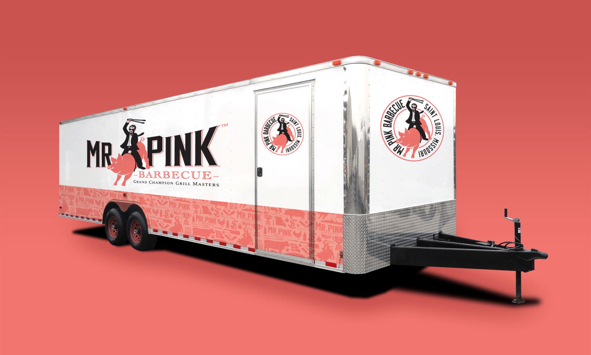 Mr. Pink BBQ trailer graphics design