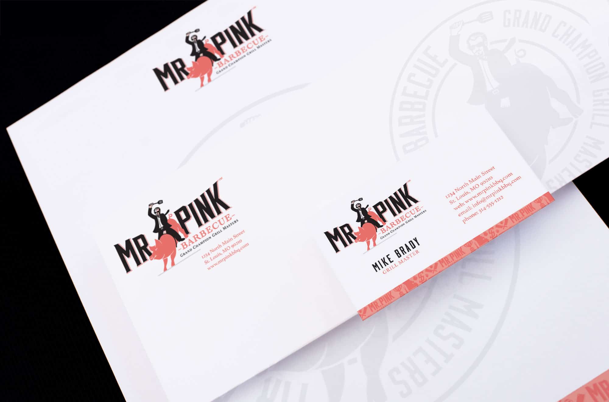 Mr. Pink BBQ stationary design