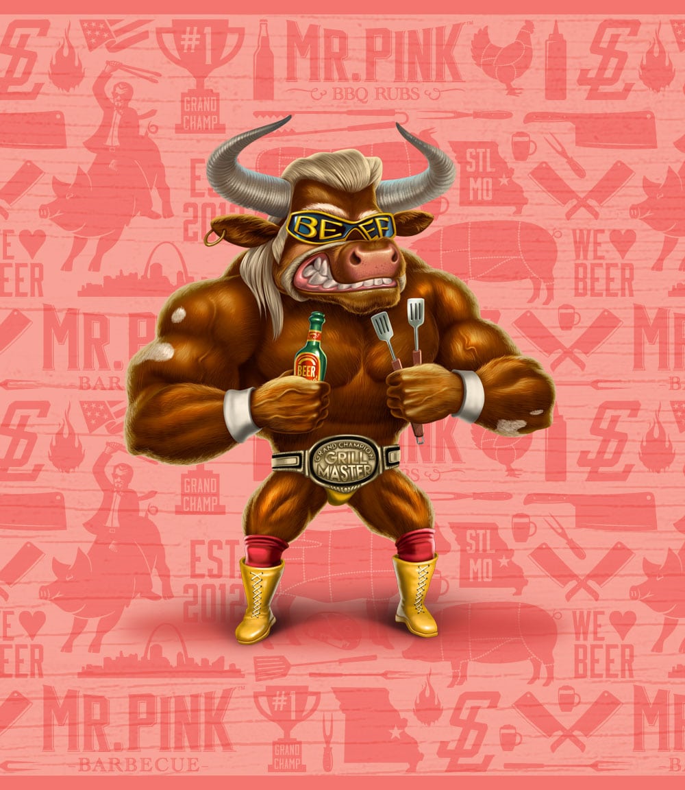 Mr. Pink bull custom background