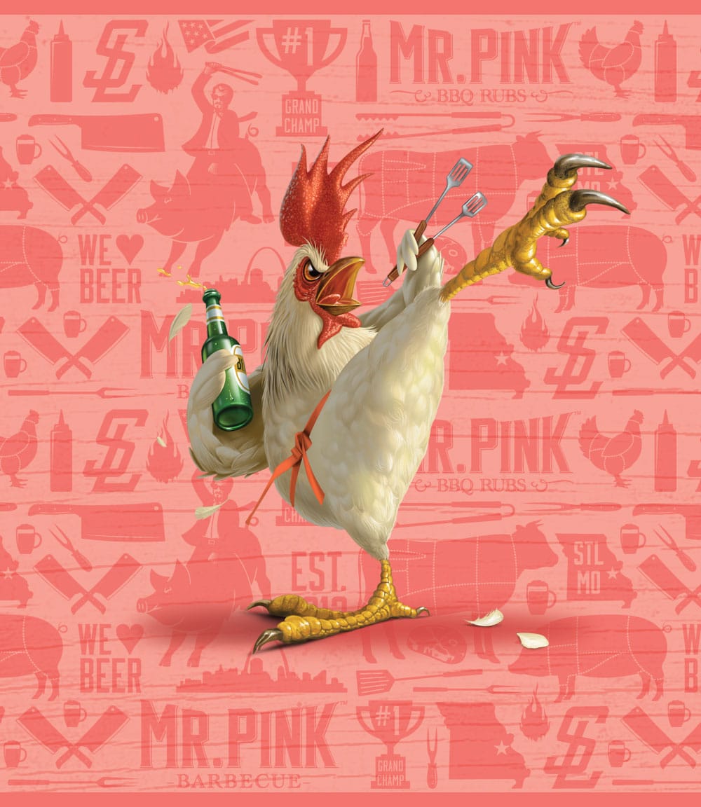Mr. Pink chicken custom background
