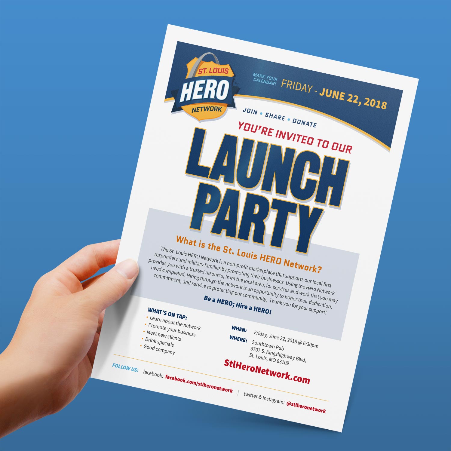 STL Hero Network Launch Party Flyer