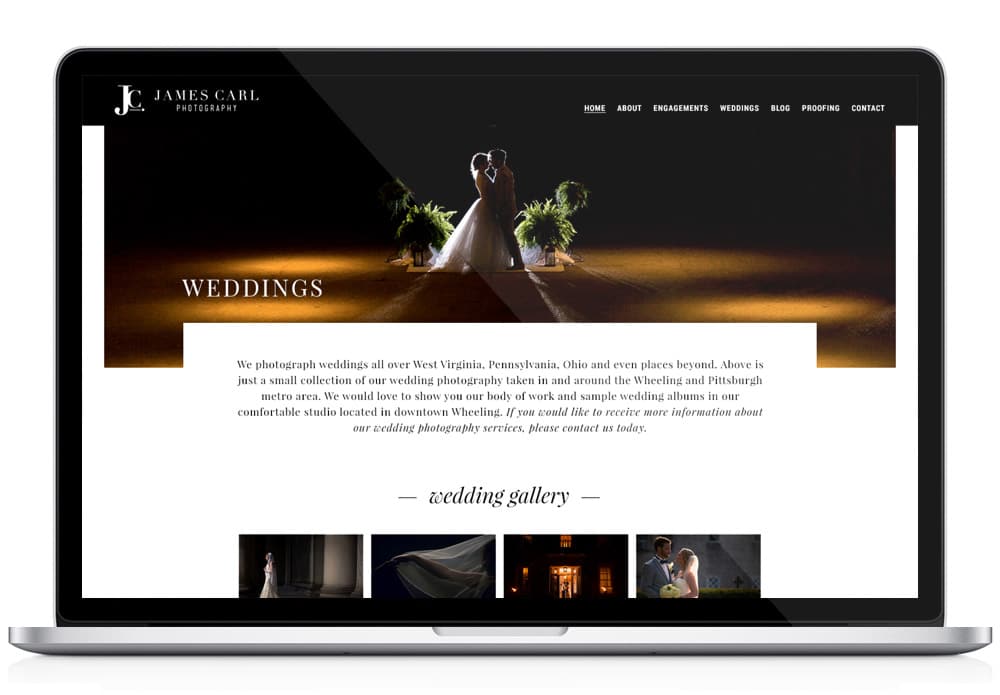 James Carl Photography Wedding Website