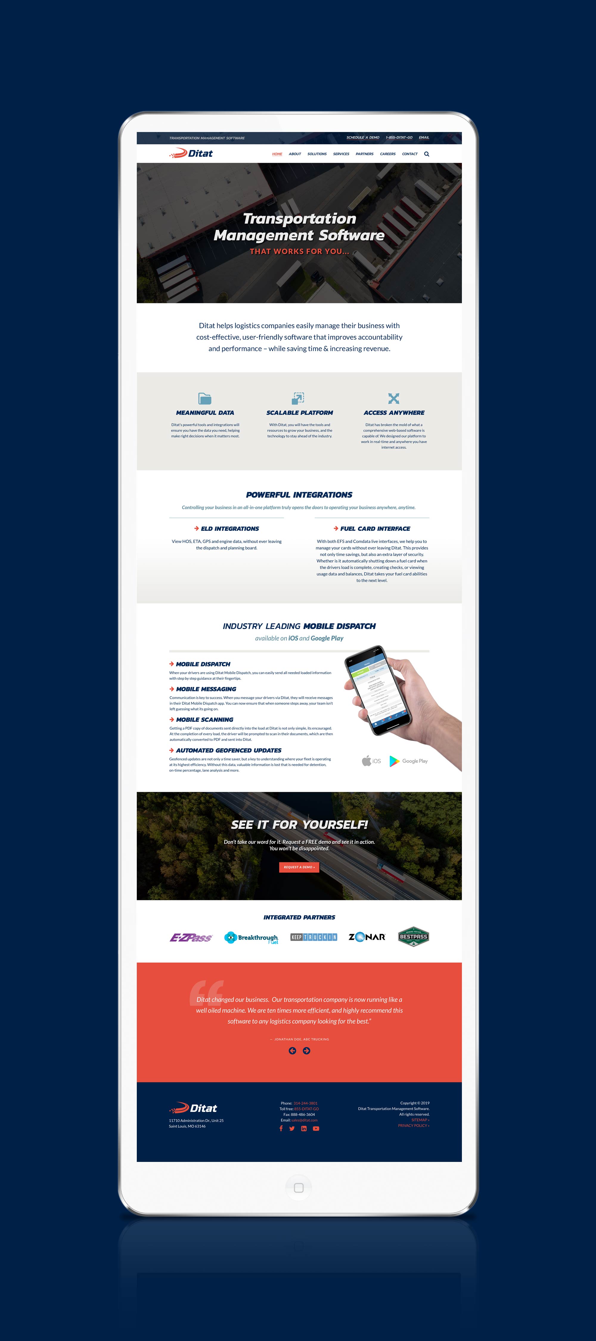 Ditat website design home page