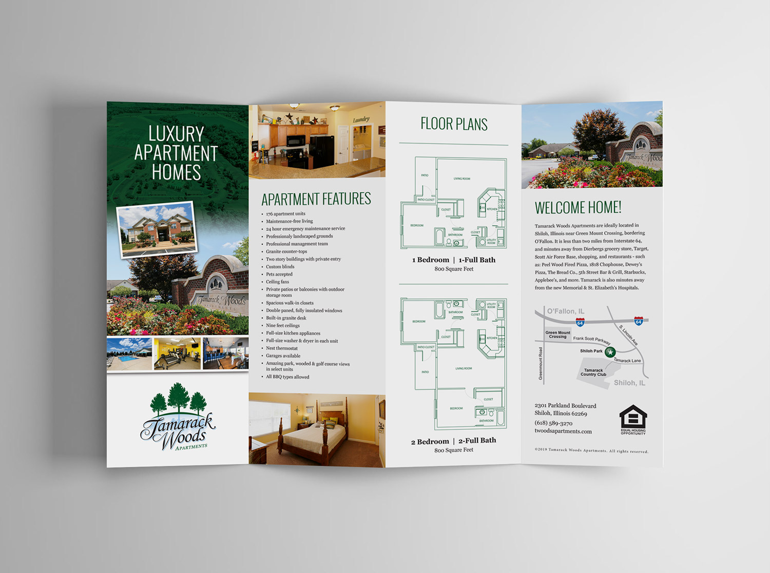 Tamarack accordion brochure design front