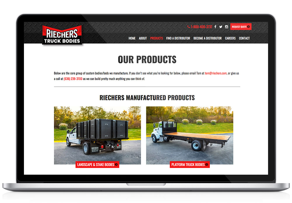 Riechers Products web page