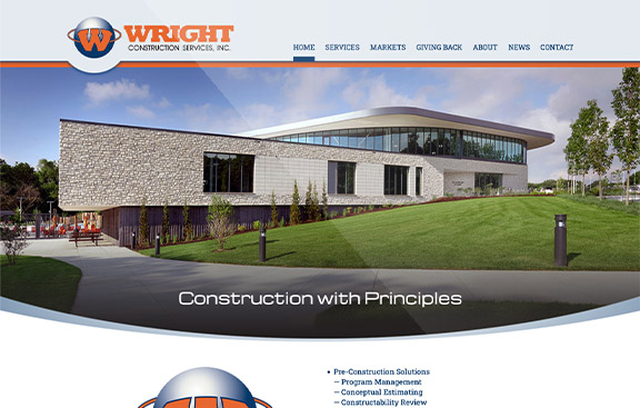 wright construct website design