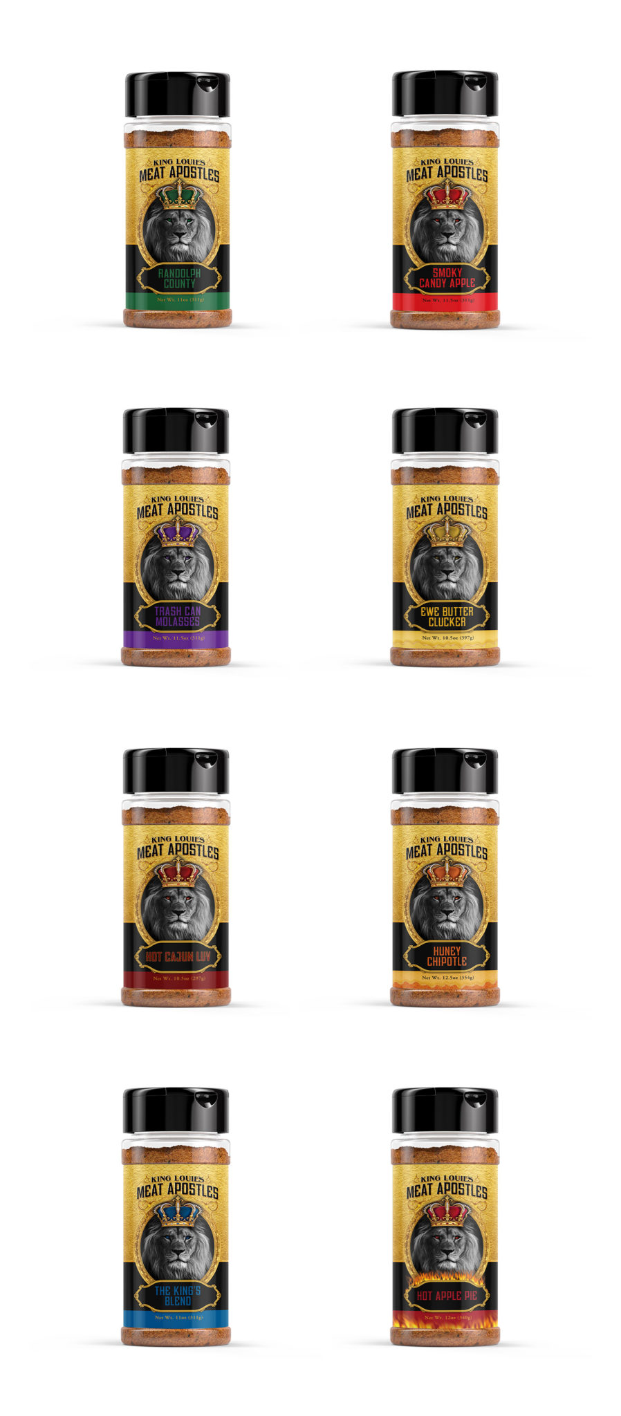 All King Louie meat rub label designs