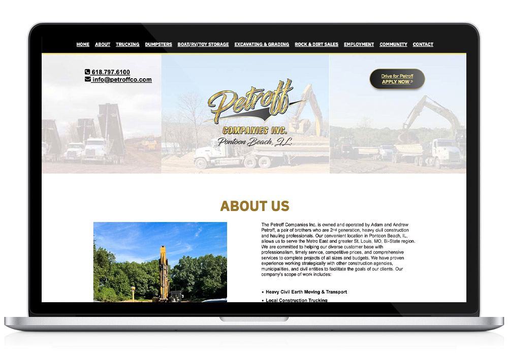 Petroff website template page design