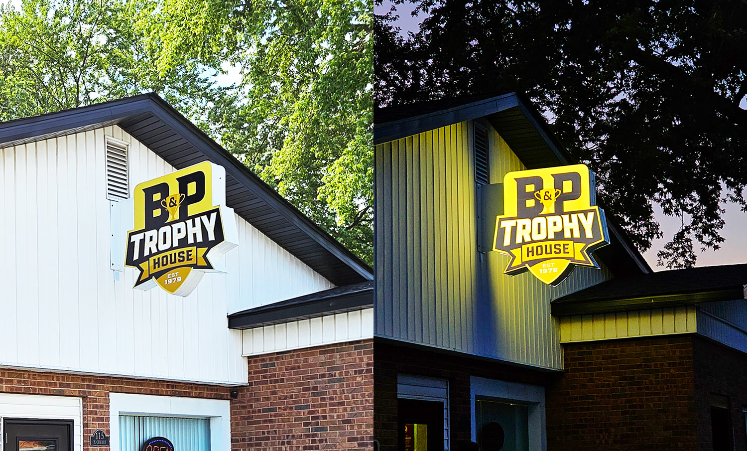 B&P Trophy's new sign design from VL logo
