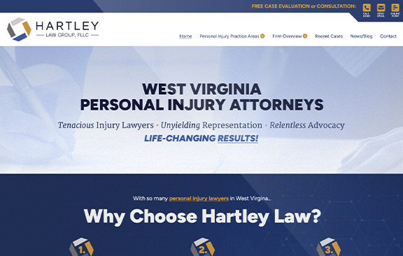 Hartley Lawyers custom WordPress web design