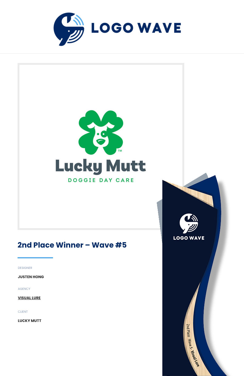 Logo Wave 5, 2nd Place Award Winner - Lucky Mutt logo design