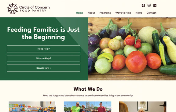 food pantry custom WordPress website
