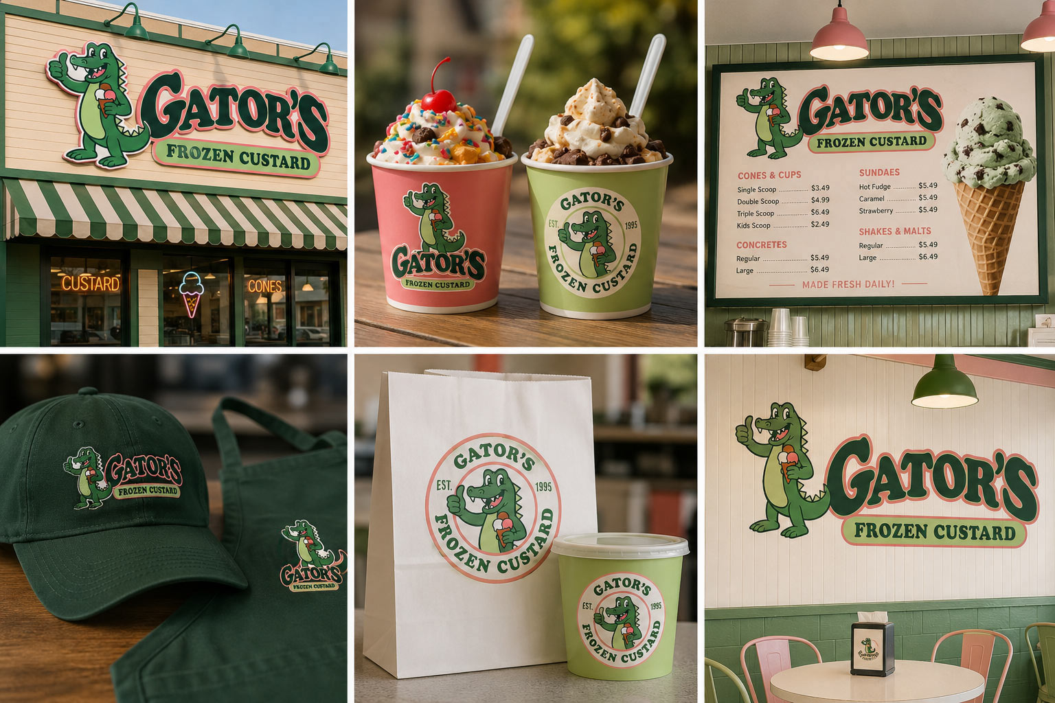 Gators design branding mockups