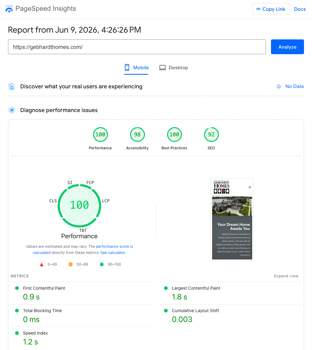 GH-website-PageSpeed-insights