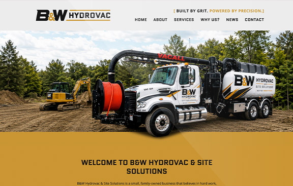 B&W Hydrovac website thumbnail