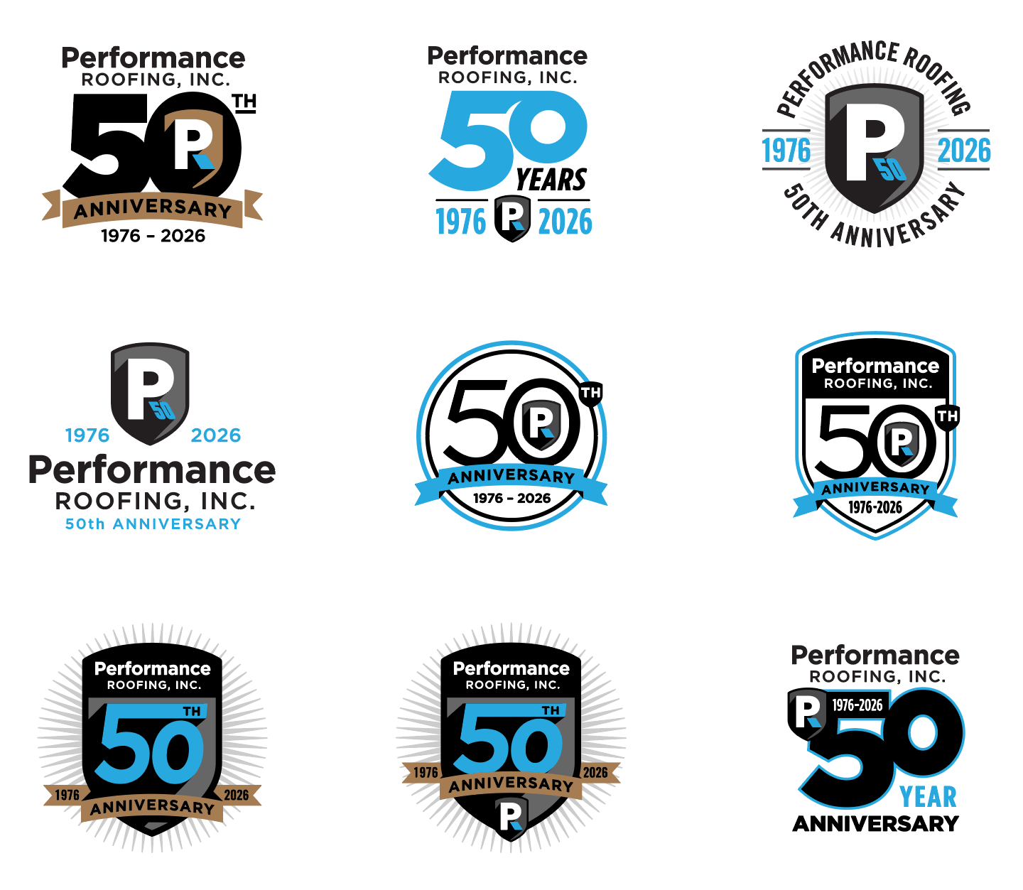 Performance Roofing 50th Anniversary Logos
